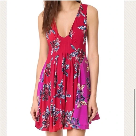 Pink & Red Floral “Thought I was Dreaming” Free People Dress - Picture 5 of 9